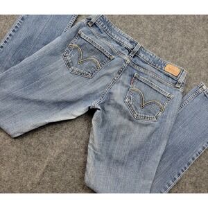Levis 524 Jeans Womens 9M Blue Denim Comfort Stretch Too Superlow Rise Red Tab